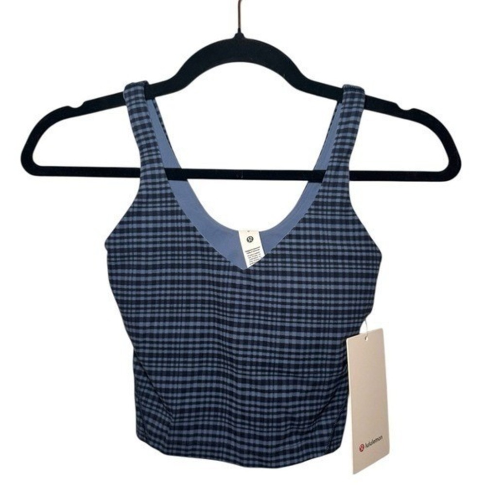 NWT Lululemon Align Tank Top *Light Support Glow Grid Washed Denim Multi Sz‎ 0